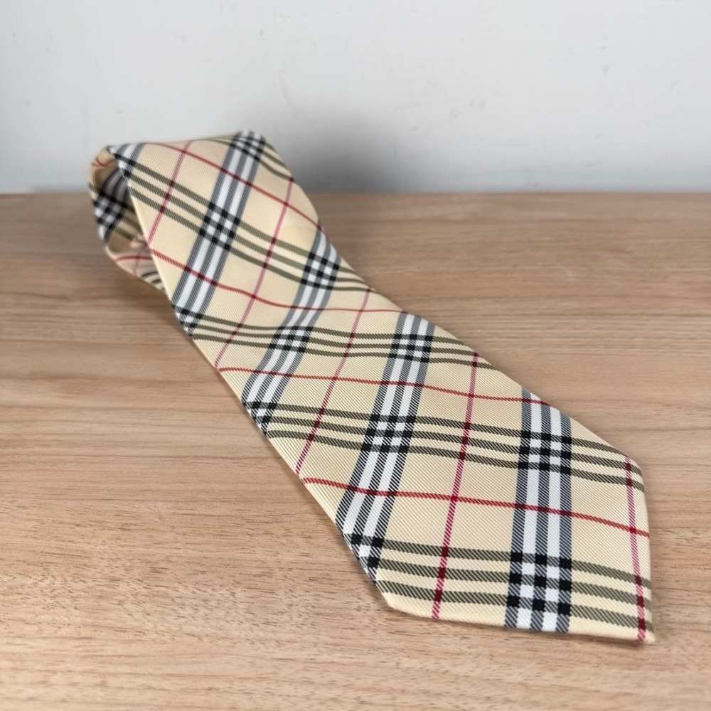 Burberry London Nova Check Plaid Silk Tie FLAW 2000s Y2K 100% Hand Made Silk